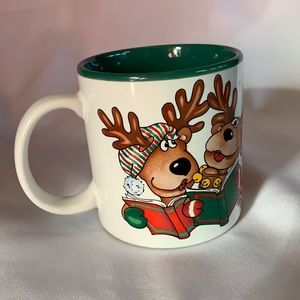 Vintage 1987 Carroling Reindeer Coffee Cup Mug by Marvelous Mugs Potpourri Press